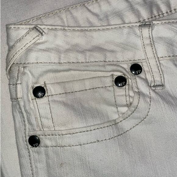 Free People Cream Straight Leg Jeans - Picture 5 of 6